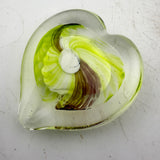 Green, Aubergine and White Heart Paperweight xxxiv