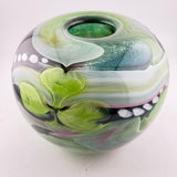 “St Patrick’s Day Journey” Round Vase in Green, Pink, Black and White