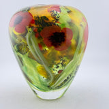 “Papaver” Ginger Jar Shaped Vase with Heavy Clear Glass Base