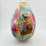 Pink,Turquoise, Yellow and White Oval "Journey"  Vase