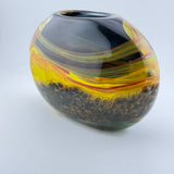 “Fire” Yellow, Red and Black Oval Vase (second)