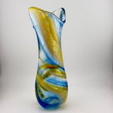 Blue and Amber Freeform  "Demo" Vase x