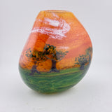 Triform Coral Sky Landscape Vase with Birds