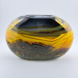 “Fire” Yellow, Red and Black Oval Vase (second)