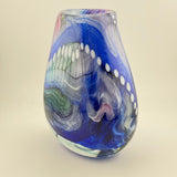 Blue, Pink, Teal and White Oval "Journey"  Vase