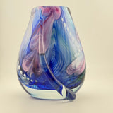 Blue, Pink, Teal and White Oval "Journey"  Vase