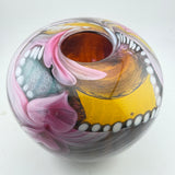 Pink, Orange Teal, Black and White Journey Round Vase