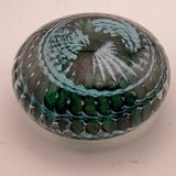 Teal, Pale Blue and White "Ammonite" and Bubbles Paperweight v