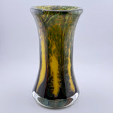 Yellow "Trees" Flared Vase With Heavy Clear Glass Base (second)