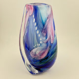 Blue, Pink, Teal and White Oval "Journey"  Vase