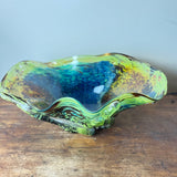 Rain Forest Large Freeform Oval Bowl with Clear Glass Additions