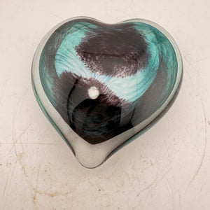 black and Turquoise Heart Paperweight