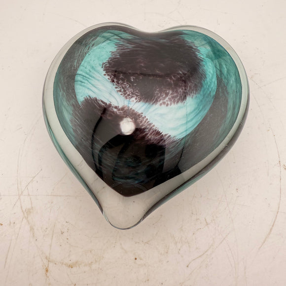 black and Turquoise Heart Paperweight