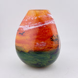 Triform Coral Sky Landscape Vase with Birds