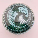 Teal, Pale Blue and White "Ammonite" and Bubbles Paperweight v