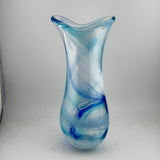 Blue, Turquoise and White Freeform  "Demo" Vase iixx