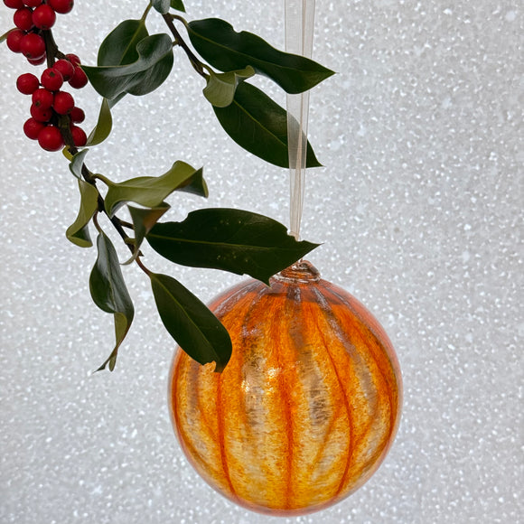 Orange and Black Stripe Christmas Bauble i