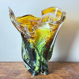 Rain Forest Large Freeform Oval Vase with Clear Glass Additions