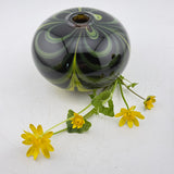 Black and Yellow Trailed and Feathered Bud Vase (Celandine)