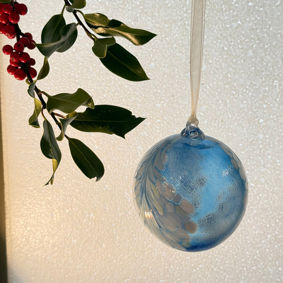 Blue and White and Speckled Christmas Bauble x