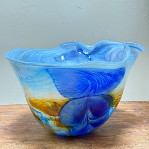 Blue, Amber, Teal and White “Journey"  Bowl (slight second)