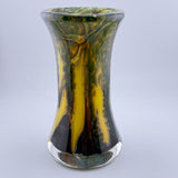 Yellow "Trees" Flared Vase With Heavy Clear Glass Base (second)