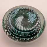 Teal, Pale Blue and White "Ammonite" and Bubbles Paperweight vi slight second