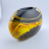 “Fire” Yellow, Red and Black Oval Vase (second)