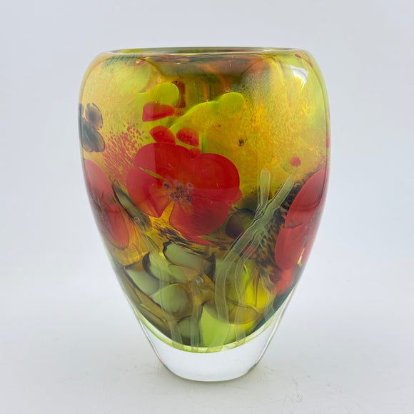 “Papaver” Open Vase with Heavy Clear Glass Base