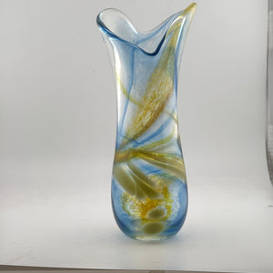 Blue and Amber Freeform  "Demo" Vase x