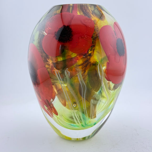 “Papaver” Egg-shaped Vase with Heavy Clear Glass Base