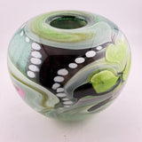 “St Patrick’s Day Journey” Round Vase in Green, Pink, Black and White