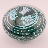 Teal, Pale Blue and White "Ammonite" and Bubbles Paperweight v