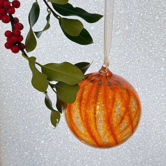 Orange and Black Stripe Christmas Bauble ii