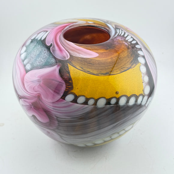 Pink, Orange Teal, Black and White Journey Round Vase