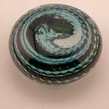 Teal and White "Ammonite" and Bubbles Paperweight iii