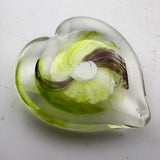 Green, Aubergine and White Heart Paperweight xxxiv