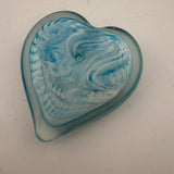 Turquoise and White Angelwing Heart Paperweight xv