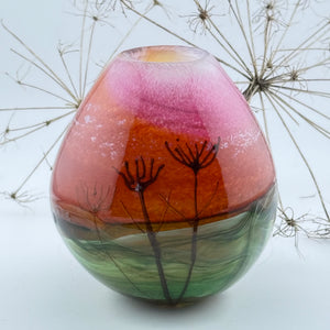 Coral Sky (with Seed Heads) Egg Shaped Vase