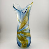 Blue and Amber Freeform  "Demo" Vase x