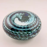 Teal and White "Ammonite" and Bubbles Paperweight iii