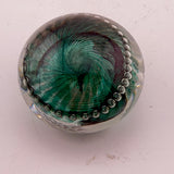 Teal, and White "Ammonite" and Bubbles Paperweight vii