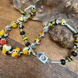 “Kingfisher Eye” Glass Bead and Silver Necklace 46cm
