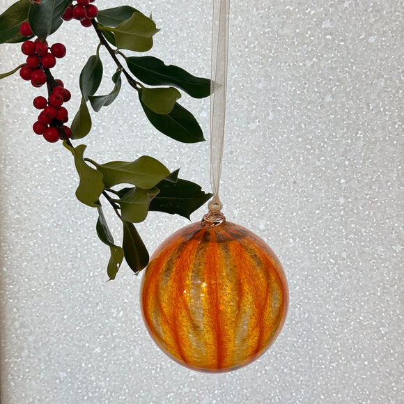 Orange and Black Stripe Christmas Bauble iii