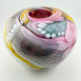 Pink, Orange Teal, Black and White Journey Round Vase