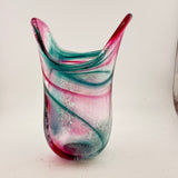 Teal and Pink Freeform  "Demo" Vase ixx