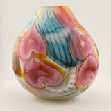 Pink,Turquoise, Yellow and White Oval "Journey"  Vase