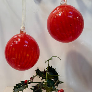 Pair of Red Shades Christmas Baubles ii