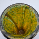 Yellow "Trees" Flared Vase With Heavy Clear Glass Base (second)