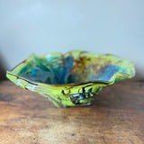 Rain Forest Large Freeform Oval Bowl with Clear Glass Additions